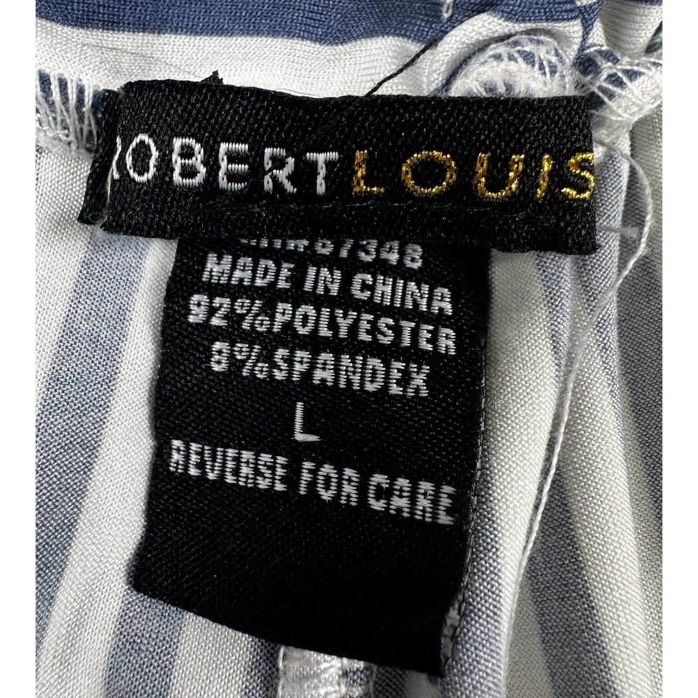 Robert Louis Womens Dress Pants Navy White Stripe Pull On Stretch Large - Picture 3 of 6